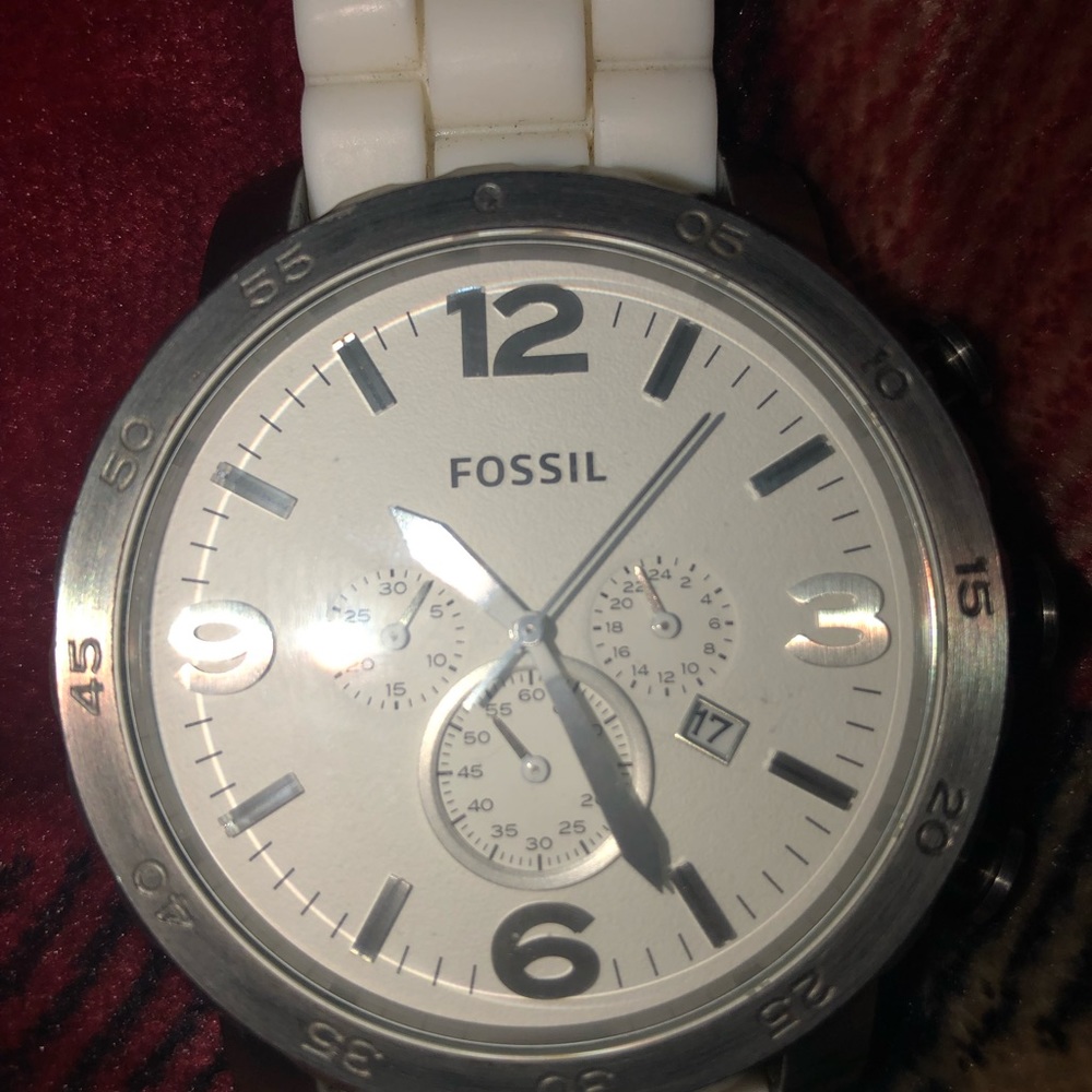 White Fossil Watch